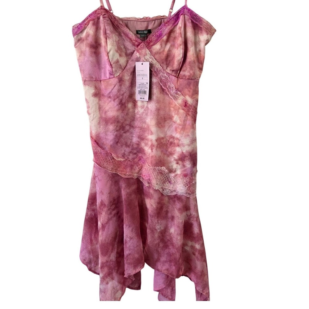 NWT Wild Fable Pink Tie Dye Lace Cami Mini Dress Fairycore Coquette S